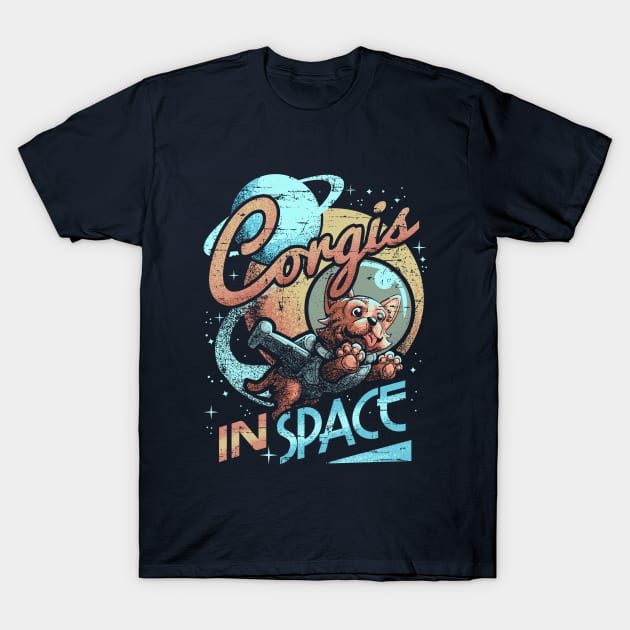 Corgis In Space T-Shirt by wuhuli